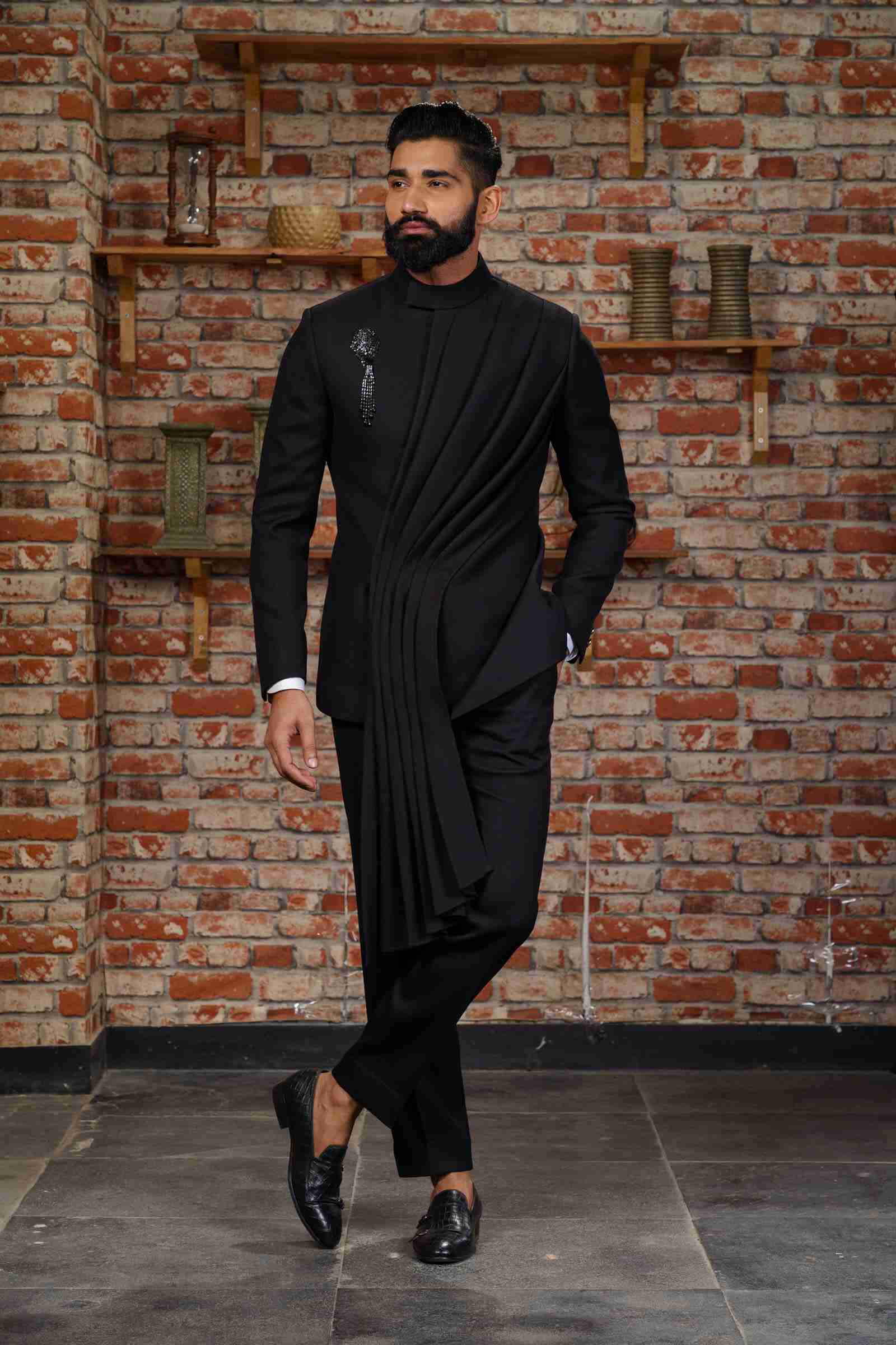 Black Bandhgala Suit for Men